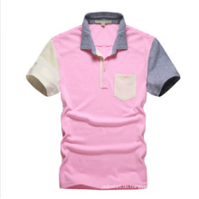 Kundenspezifisches rosa einfaches Polo-Hemd für Großverkauf, Polo-Hemd mit Tasche